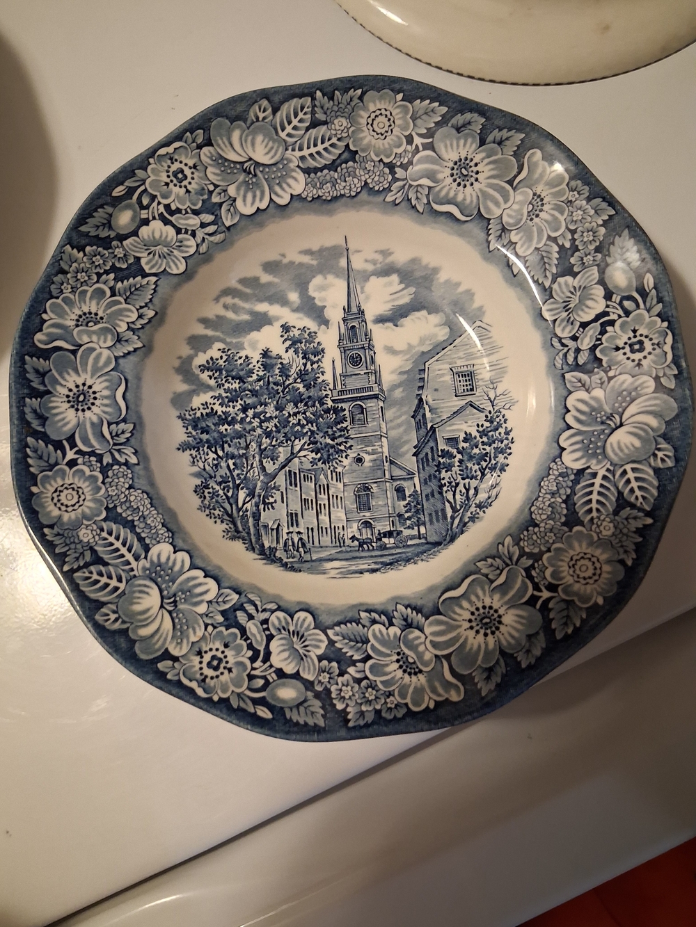 Vtg Set 4 Liberty Blue Old North Church Low Bowl. “Liberty Blue" 1975 to 1981.
